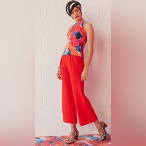 Trina Turk Katy Poppy Floral Multi-Color Cotton Halter Top Size Small